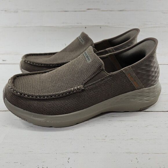 Skechers Parson Ralven Mens 9 Taupe Slip Ins Slip‎ On Shoes Sneakers Memory Foam